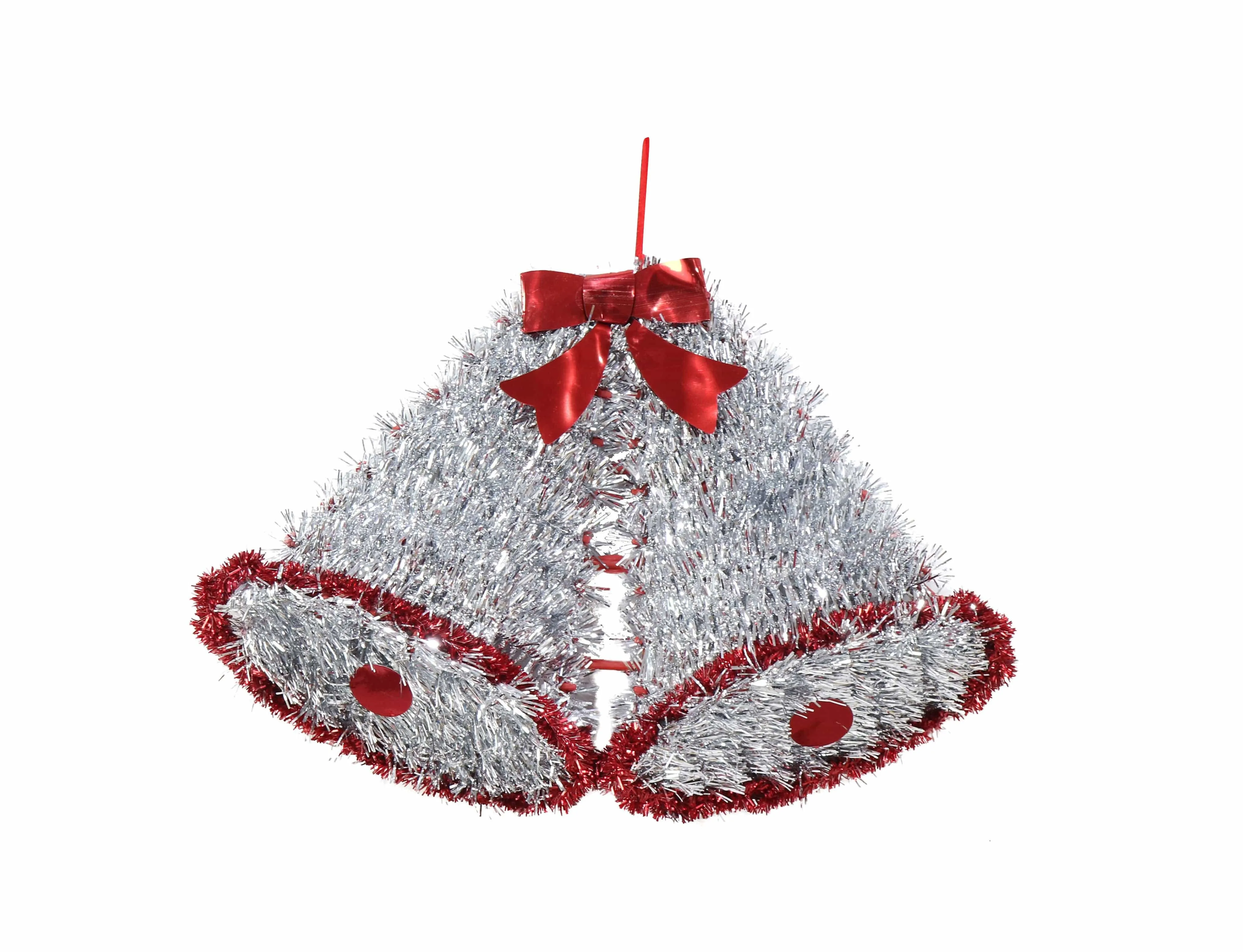 Tinsel Twin Bells Plaque Asst