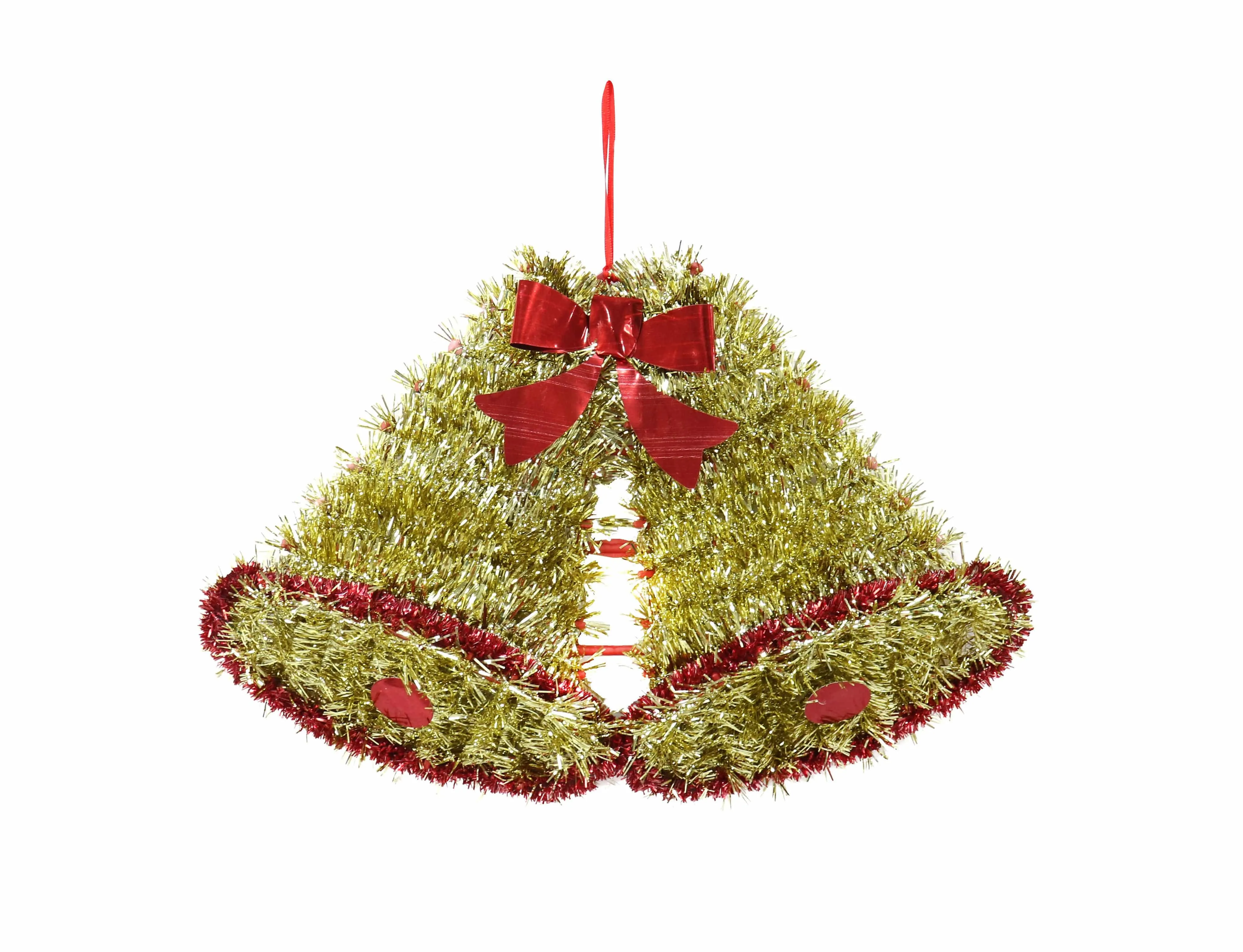 Tinsel Twin Bells Plaque Asst