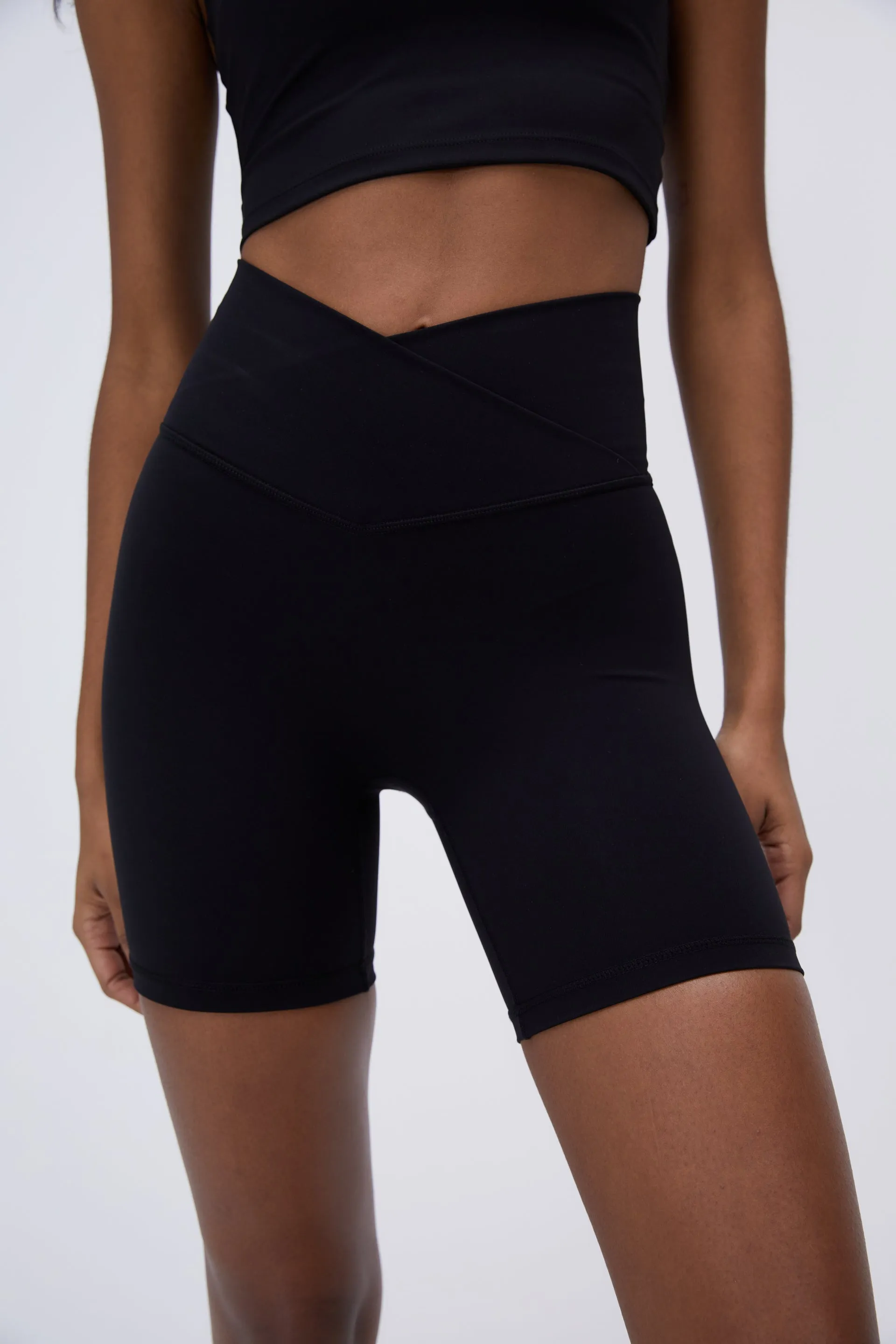 Ultimate Wrap Over Crop Shorts - Black