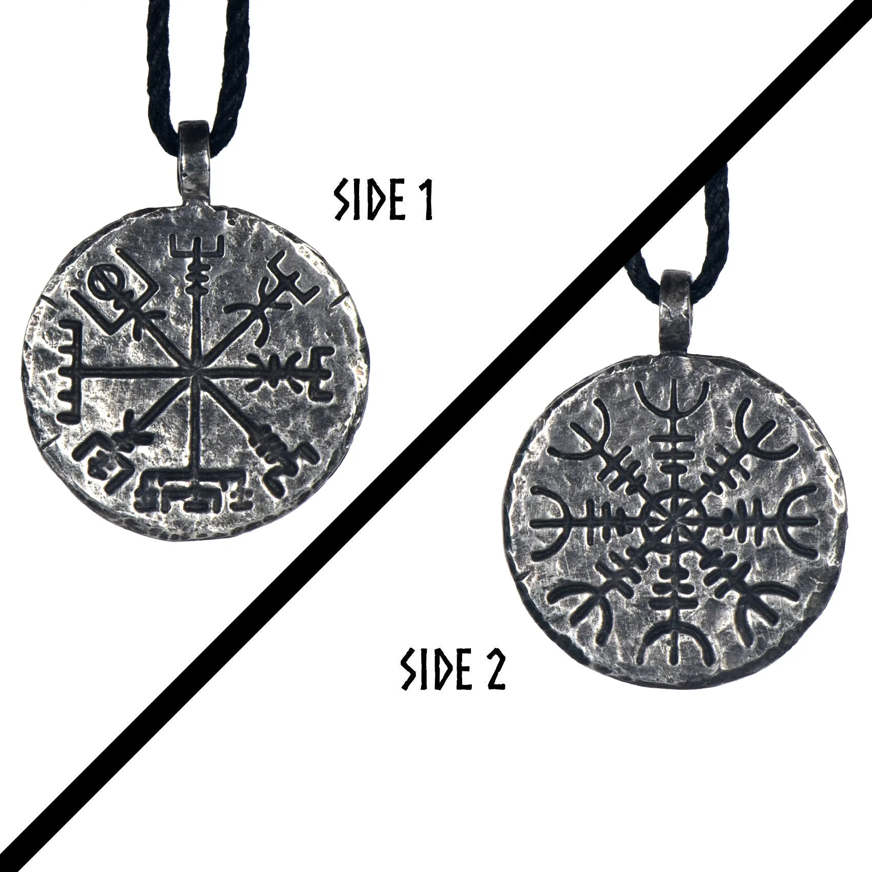 Vegvisir Aegishjalmur Double Sided Stave Necklace