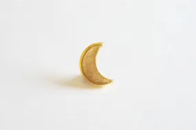 Vermeil Gold Wholesale Crescent Moon Charm- 18k gold plated over sterling silver half moon charm pendant, Matte Gold Crescent Moon, Gold Tusk Charm