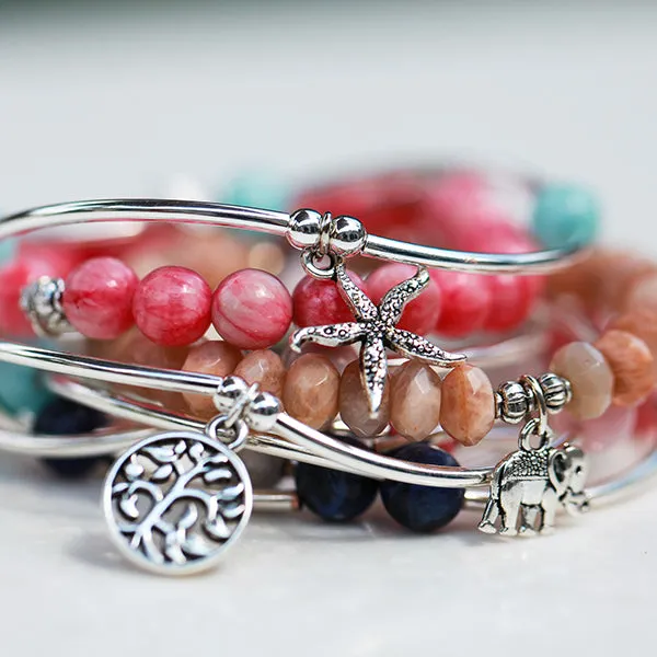 Vermont | Bangle Charm Bracelet | Howlite - Calmness