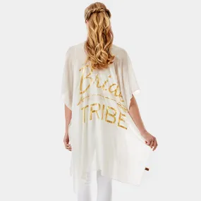 White Bride Tribe' Solid Lettering Cover Up Poncho-M H W ACCESSORIES