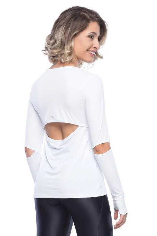 White Cosmic Women Long Sleeve Workout Shirt