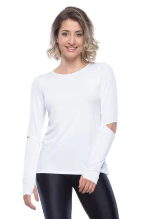 White Cosmic Women Long Sleeve Workout Shirt