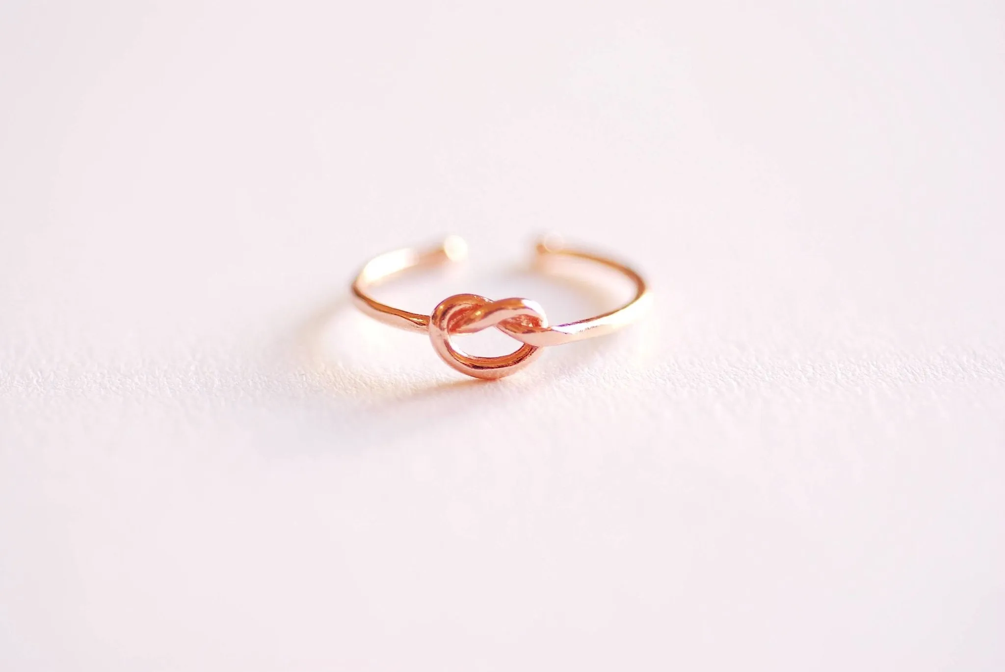 Wholesale Shiny Pink Rose Gold Love Knot Ring- Love Knot adjustable ring, Thin Love knot ring, bridesmaid Gift, Infinity Ring, Eternity Ring,Midi Ring