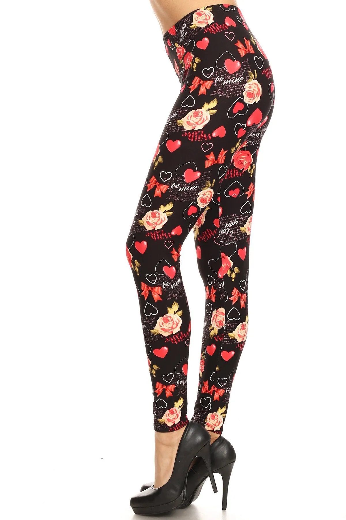 Women's 3X 5X Valentine Theme Pattern Printed Leggings