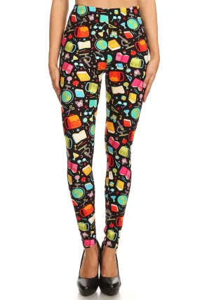 Women's Regular Back to School Pattern Printed Leggings