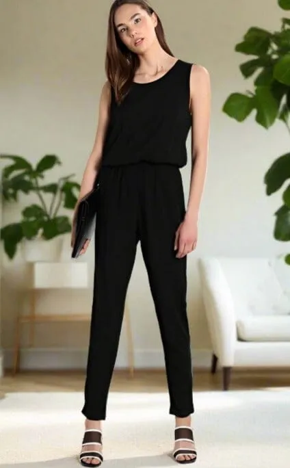 Womens Tank Top Jumpsuit Black Sizes S/M/L